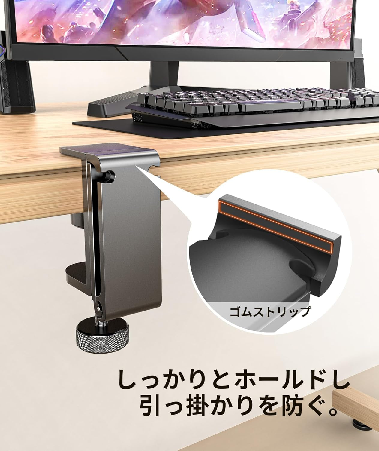Headphone Stand Hook for Desk, Foldable under Table Headset Holder with Built-In Cable Clip Organizer, Clamp Hanger Mount for PC Gaming, Office, Backpack, Bag, Purse Hanging